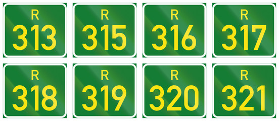 Collection of South African Regional route signs
