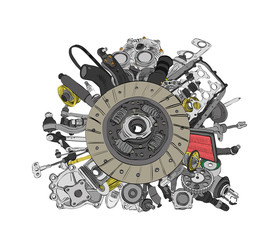 Fototapeta premium Many images of spare parts