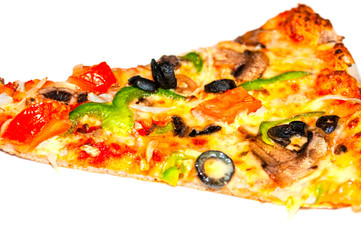Piece of vegetable pizza