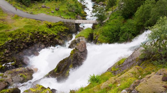 Kleivafossen Waterfall - Stryn Municipality / Briksdalen / Jostedalsbreen National Park, Sogn og Fjordane County, Norway