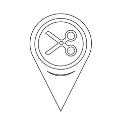 Map Pin Pointer Cut, scissors icon