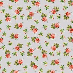 Seamless floral textile design with small flowers roses 