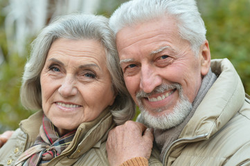 Senior couple in autumn park