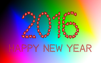 2016 Happy New Year made from hearts