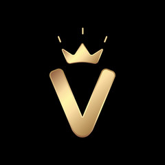 Gold vector letter with crown