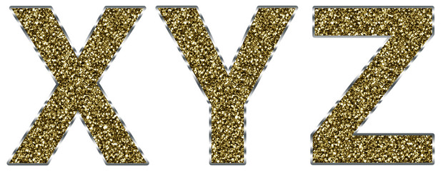 Capital XYZ letters made of gold and silver frame