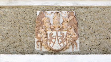 Coat of Arms on the Saint Martin Church wall at Bled lake
