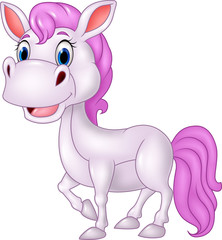 Cartoon beautiful pony horse isolated on white background
