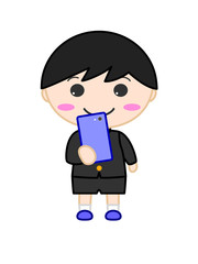 人物　スマホ　笑顔