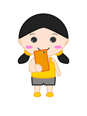 人物　スマホ　笑顔