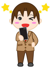 人物　スマホ　ウィンク