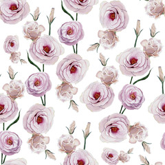 Beautiful delicate pattern of white flowers in watercolor style