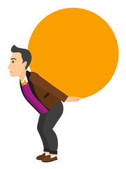 Man carrying big ball.