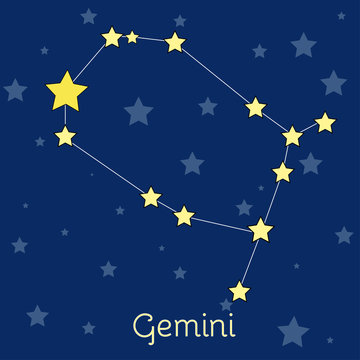 Gemini Air Zodiac  constellation with stars in cosmos. Vector image