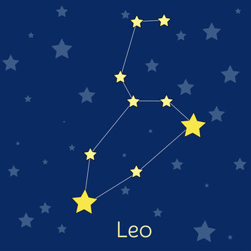 Leo Fire Zodiac  constellation with stars in cosmos. Vector image