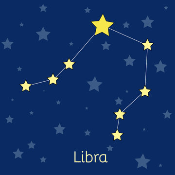 Libra Earth Zodiac constellation with stars in cosmos. Vector image