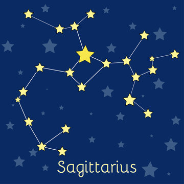 Sagittarius Fire Zodiac  constellation with stars in cosmos. Vector image