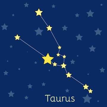 Taurus Earth Zodiac constellation with stars in cosmos. Vector image