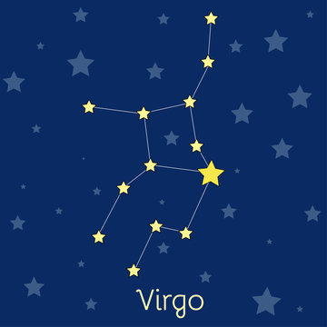 Virgo Earth Zodiac constellation with stars in cosmos. Vector image