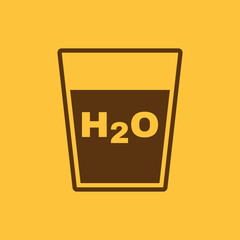 The liquid in glass icon. Water and drink, aqua symbol. Flat