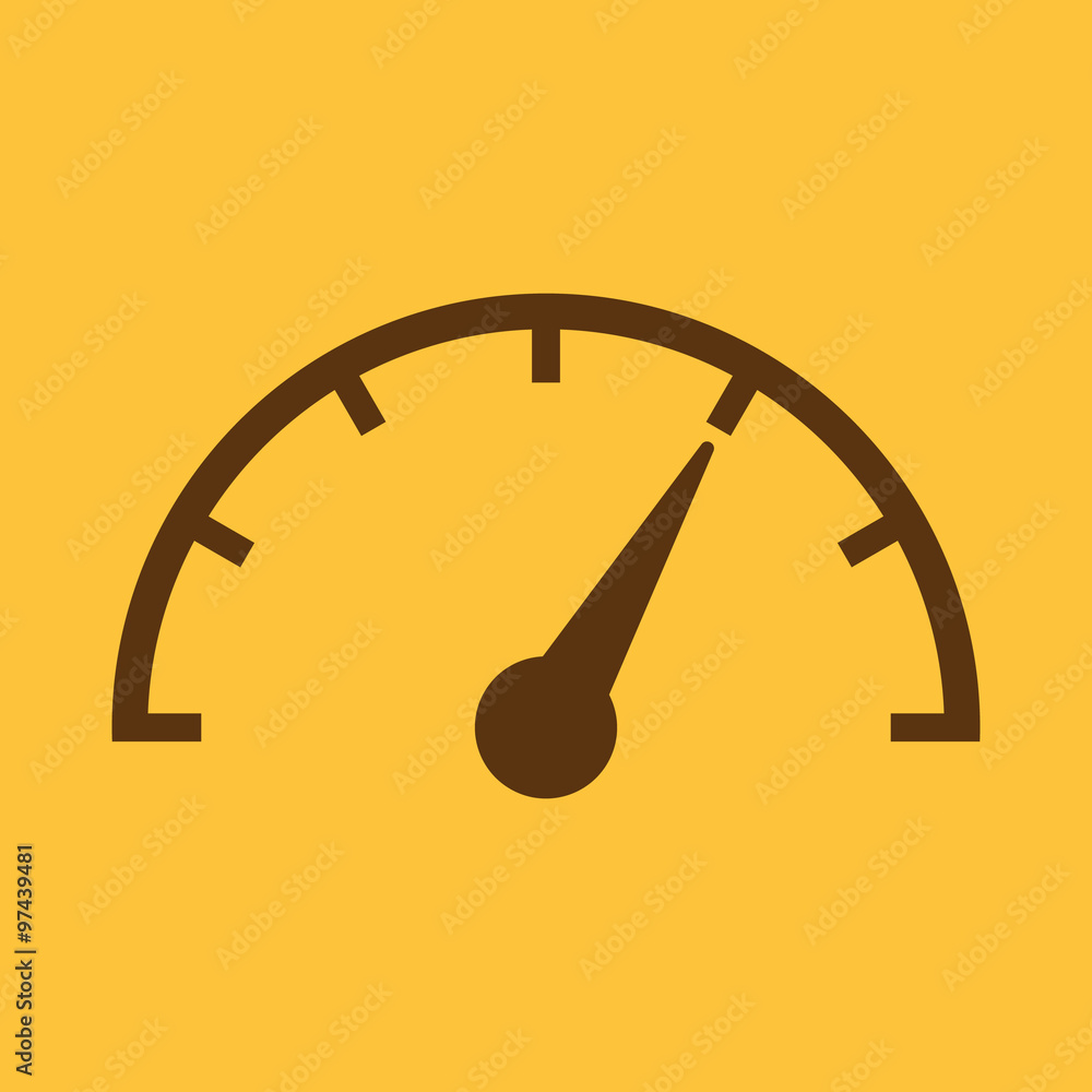 Poster the tachometer, speedometer and indicator icon. performance measurement symbol. flat