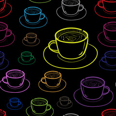 Seamless dark contours of cups