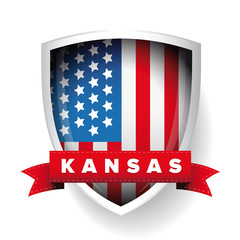 Kansas and USA flag vector