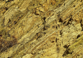 The surface structure of the yellow rock