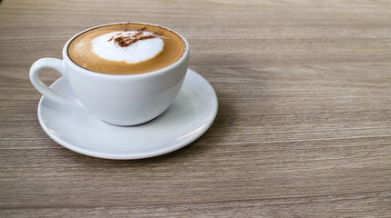 Hot cappuccino coffee cup background