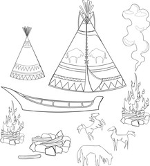 Coloring native american set