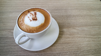 Hot cappuccino coffee cup background