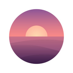 Ocean sunset flat vector