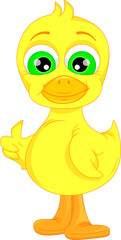 Cute baby duck cartoon thumb up