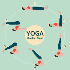 yoga illustration, shoulder stand, yoga exercise vector - 97443424