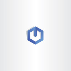 Fototapeta premium blue letter u hexagon logo logotype vector