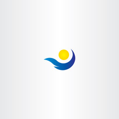 logo sun and water wave tourism sign icon summer