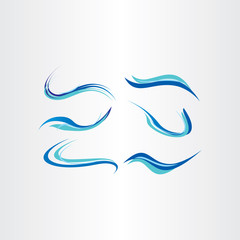 Obraz premium stylized blue water wave vector brush set