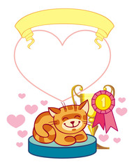 Heart shaped frame with cat show winner