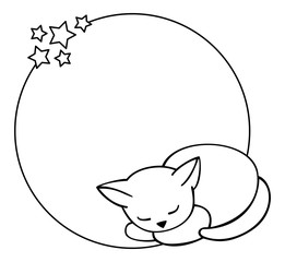 Round outline frame with sleeping cat