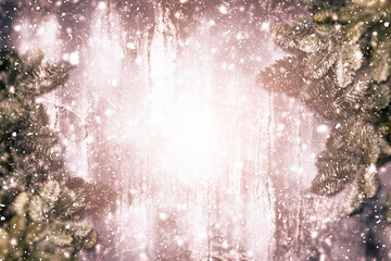 Hintergrund - Weihnachtscollage in bronze mit Tannengrün