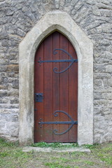Medieval front door in Prague, Czech Republic