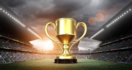 winners cup in the stadium - obrazy, fototapety, plakaty