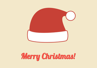 Fototapeta na wymiar Simple retro poster for Christmas with Santa's hat