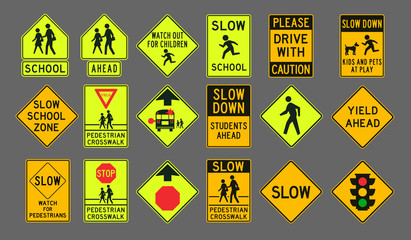 Pedestrians road signs - 97448868