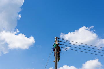 electric pole for install new cable on light poles