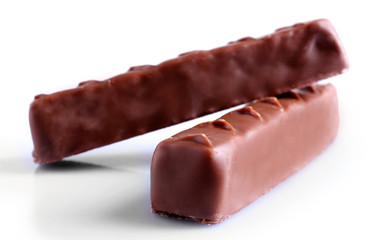 Two chocolate candies, isolated on white