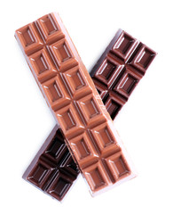Two chocolate bars, isolated on white
