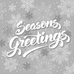 Seasons greetings. Vintage card for winter holidays. Hand lettering calligraphic inscription by brush. Vector illustration. © Pagina