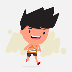 Cute cartoon character of marathon runner man