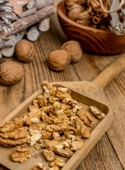 Walnut on table